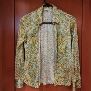 STUDIO TOMBOY Floral Long Sleeve Shirt Blouse Sz S South Korea